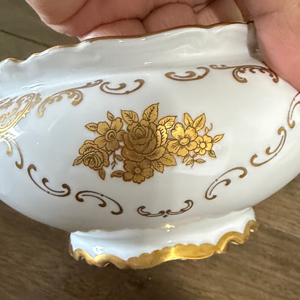 EReichenbach Fine China Covered Candy Dish Gold Floral Germany 5” - Picture 8 of 12